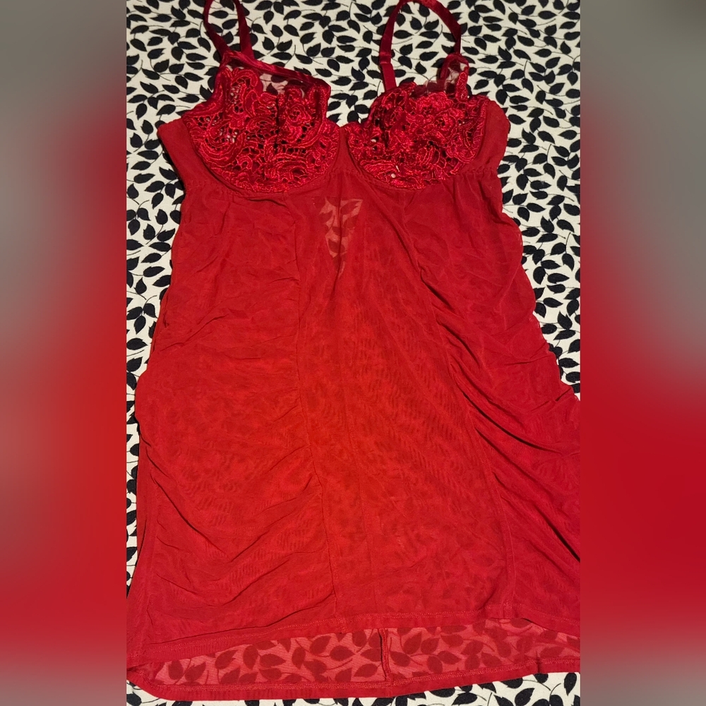 Cacique Red Sheer Nightie